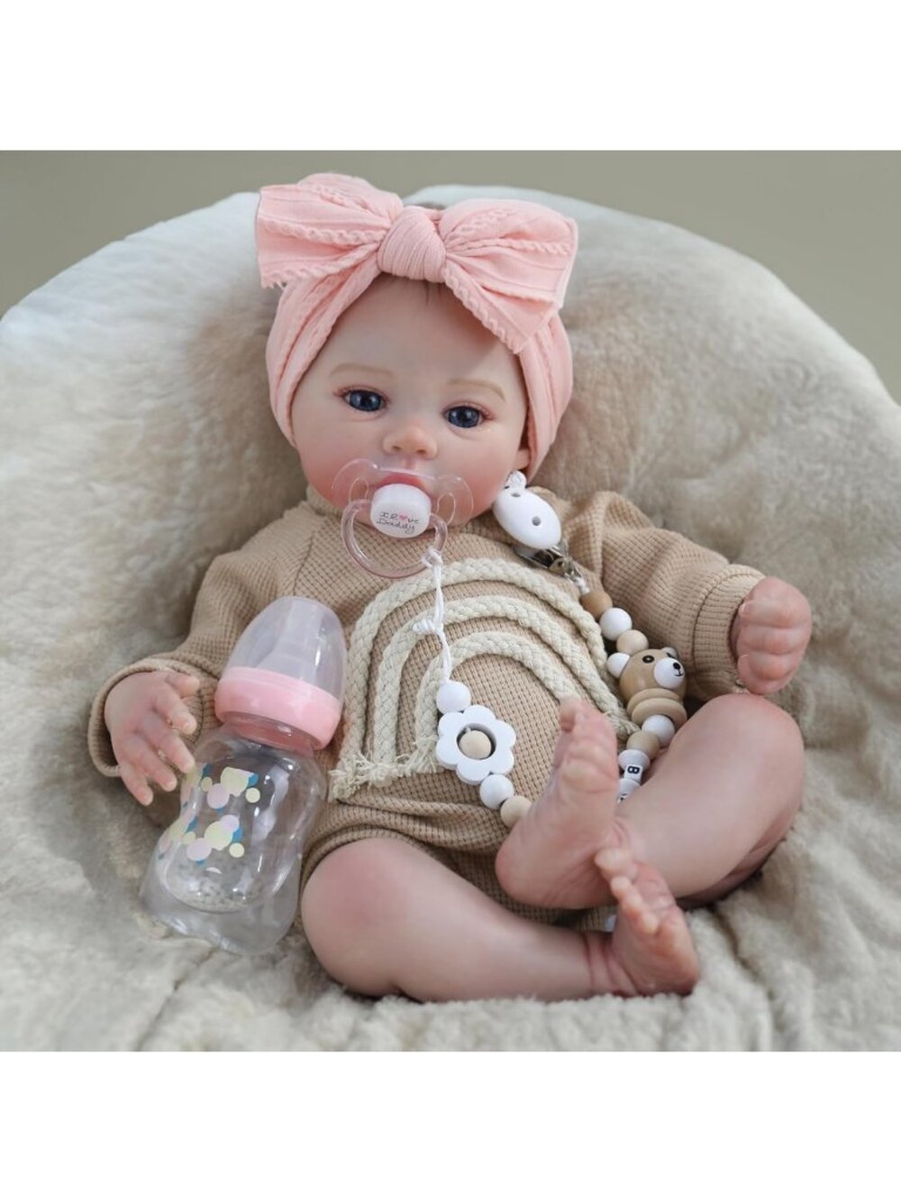Lifelike 18" Reborn Baby Doll - Realistic Soft Weighted Newborn Gift for Kids 3